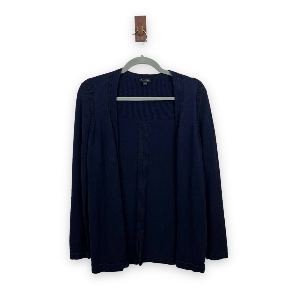 Talbots Sweater Womens Extra Small Blue Cardigan Knit Open Front Old Money